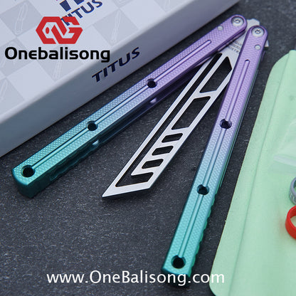 TITUS Kraken V3 Balisong Clone 7075 Aluminum Alloy Handle 14C28N Stainless Steel Blade Bushing