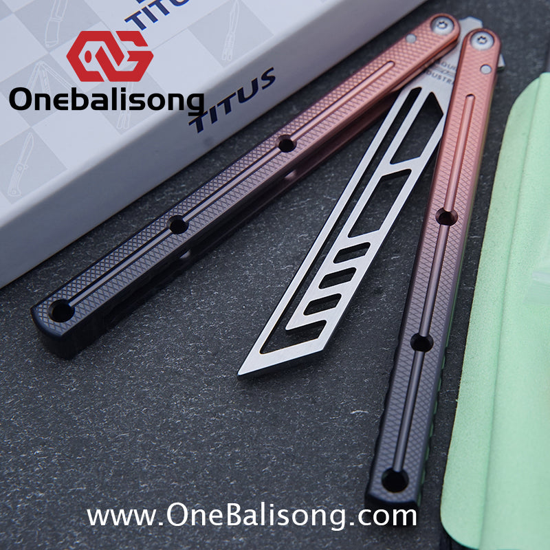 TITUS Kraken V3 Balisong Clone 7075 Aluminum Alloy Handle 14C28N Stainless Steel Blade Bushing