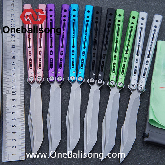 TITUS Sirius Ceramic Version Balisong Clone 7075 Aviation Aluminum Alloy Handle 5cr13Mov/14C28N Stainless Steel Fake Blade Bushing