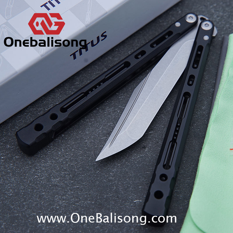 TITUS Sirius Ceramic Version Balisong Clone 7075 Aviation Aluminum Alloy Handle 5cr13Mov/14C28N Stainless Steel Fake Blade Bushing