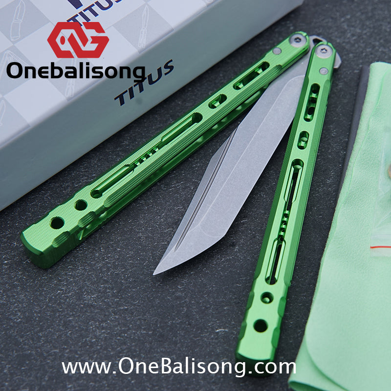 TITUS Sirius Ceramic Version Balisong Clone 7075 Aviation Aluminum Alloy Handle 5cr13Mov/14C28N Stainless Steel Fake Blade Bushing