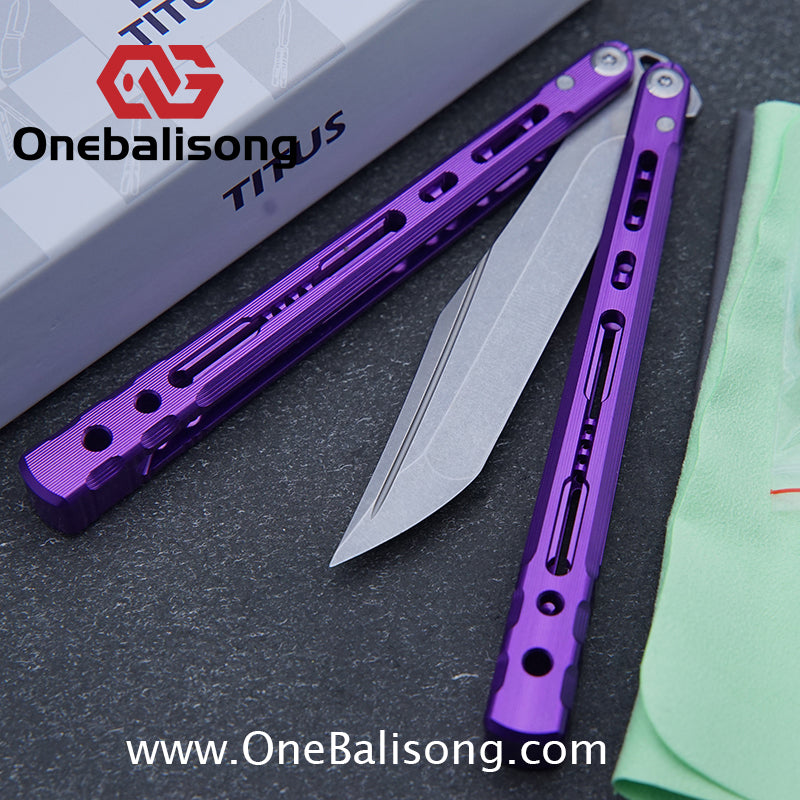 TITUS Sirius Ceramic Version Balisong Clone 7075 Aviation Aluminum Alloy Handle 5cr13Mov/14C28N Stainless Steel Fake Blade Bushing