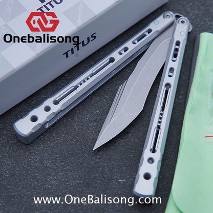 TITUS Sirius Ceramic Version Balisong Clone 7075 Aviation Aluminum Alloy Handle 5cr13Mov/14C28N Stainless Steel Fake Blade Bushing