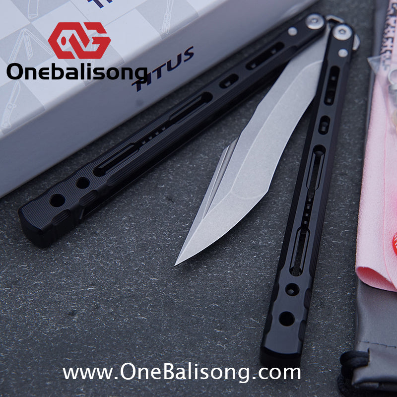 TITUS Sirius Ceramic Version Balisong Clone 7075 Aviation Aluminum Alloy Handle 5cr13Mov/14C28N Stainless Steel Fake Blade Bushing