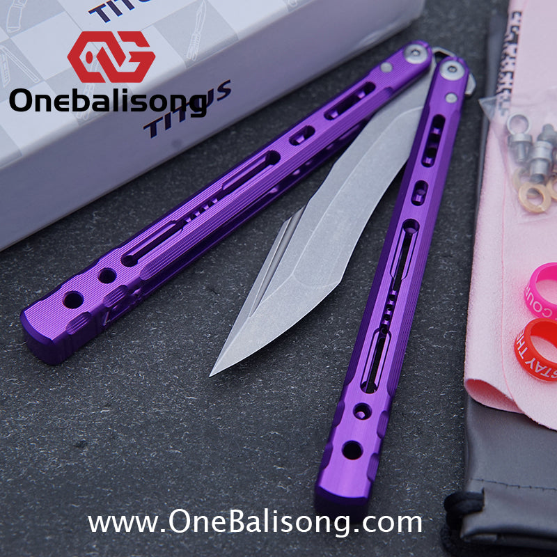 TITUS Sirius Ceramic Version Balisong Clone 7075 Aviation Aluminum Alloy Handle 5cr13Mov/14C28N Stainless Steel Fake Blade Bushing