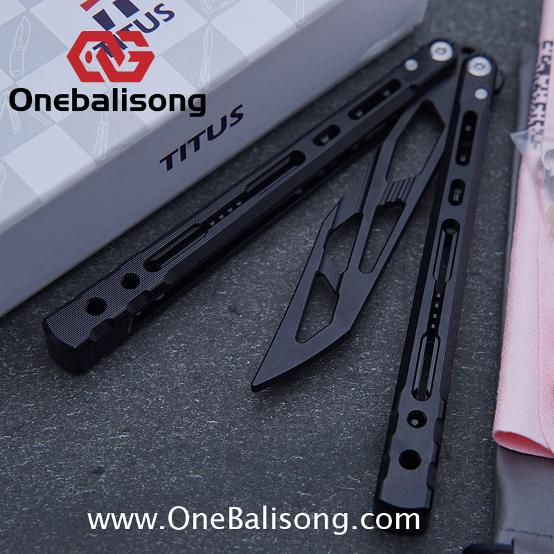 TITUS Sirius Ceramic Version Balisong Clone 7075 Aviation Aluminum Alloy Handle 5cr13Mov/14C28N Stainless Steel Fake Blade Bushing