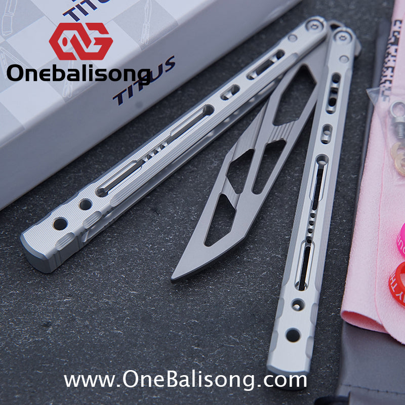 TITUS Sirius Ceramic Version Balisong Clone 7075 Aviation Aluminum Alloy Handle 5cr13Mov/14C28N Stainless Steel Fake Blade Bushing