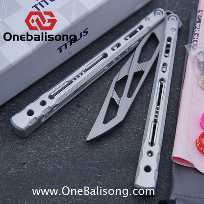 TITUS Sirius Ceramic Version Balisong Clone 7075 Aviation Aluminum Alloy Handle 5cr13Mov/14C28N Stainless Steel Fake Blade Bushing