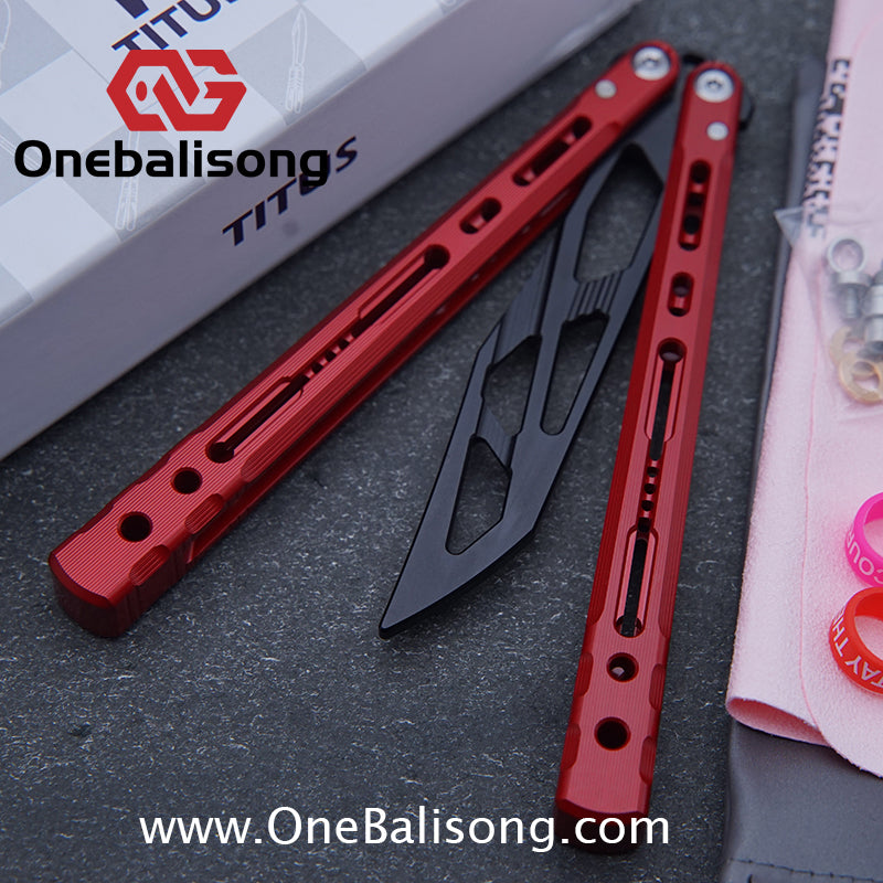 TITUS Sirius Ceramic Version Balisong Clone 7075 Aviation Aluminum Alloy Handle 5cr13Mov/14C28N Stainless Steel Fake Blade Bushing
