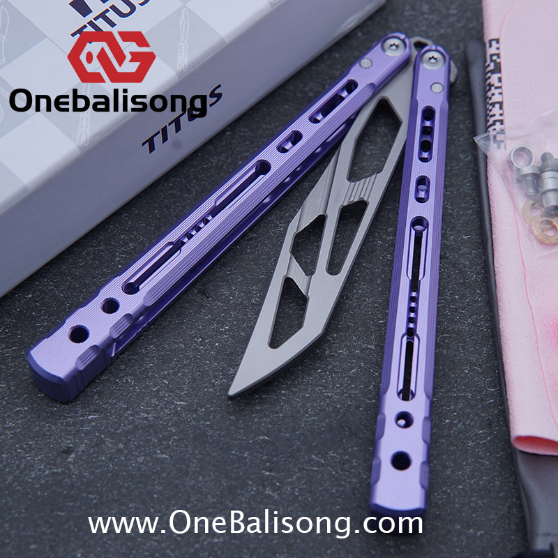 TITUS Sirius Ceramic Version Balisong Clone 7075 Aviation Aluminum Alloy Handle 5cr13Mov/14C28N Stainless Steel Fake Blade Bushing