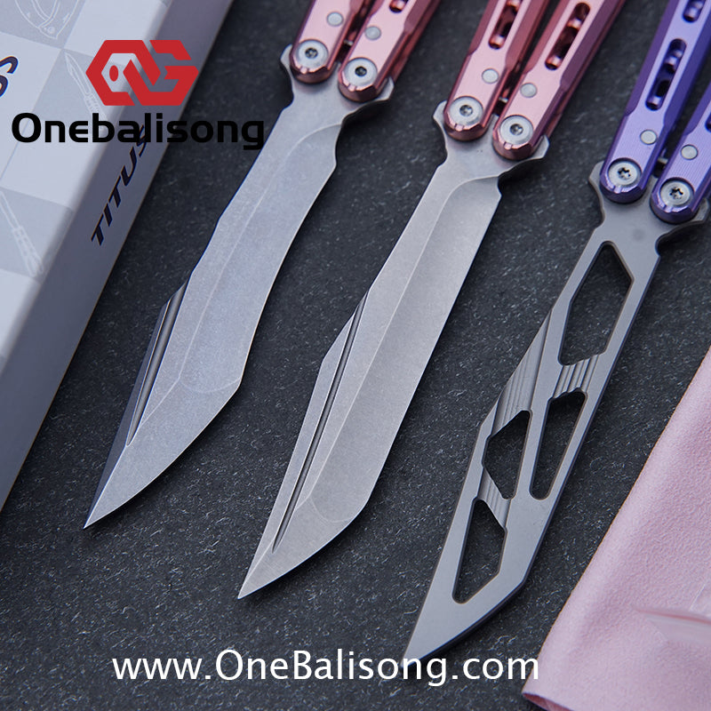 TITUS Sirius Ceramic Version Balisong Clone 7075 Aviation Aluminum Alloy Handle 5cr13Mov/14C28N Stainless Steel Fake Blade Bushing