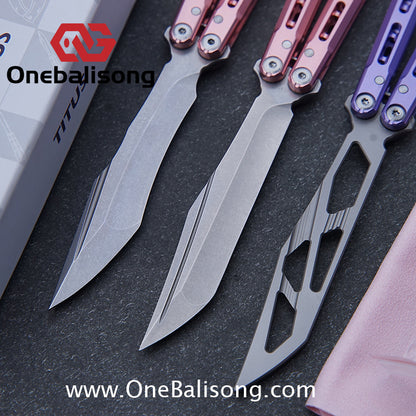 TITUS Sirius Ceramic Version Balisong Clone 7075 Aviation Aluminum Alloy Handle 5cr13Mov/14C28N Stainless Steel Fake Blade Bushing