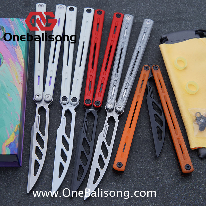 TITUS Egret Original Balisong 7075 Aviation Aluminum Alloy Handle 14C28N/5Cr13Mov Stainless Steel Blade Bushing