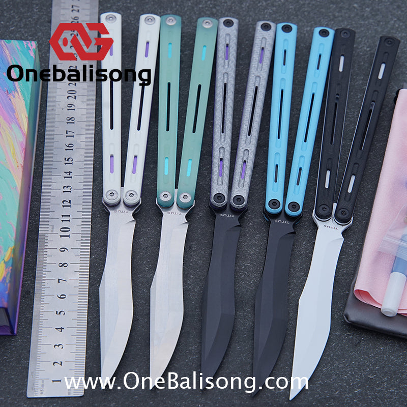 TITUS Egret Original Balisong 7075 Aviation Aluminum Alloy Handle 14C28N/5Cr13Mov Stainless Steel Blade Bushing