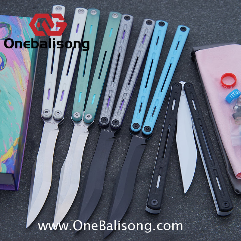 TITUS Egret Original Balisong 7075 Aviation Aluminum Alloy Handle 14C28N/5Cr13Mov Stainless Steel Blade Bushing
