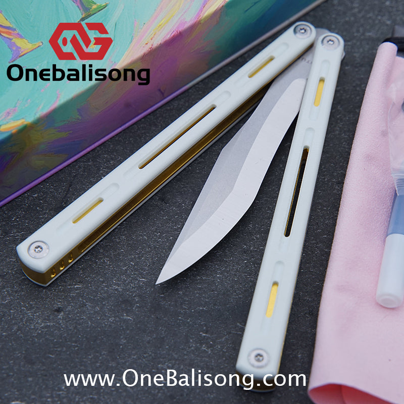 TITUS Egret Original Balisong 7075 Aviation Aluminum Alloy Handle 14C28N/5Cr13Mov Stainless Steel Blade Bushing