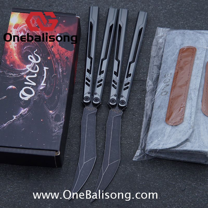 Once Alpha bone Balisong 7075 Aluminum Alloy Handle Stainless Steel Blade Bushings