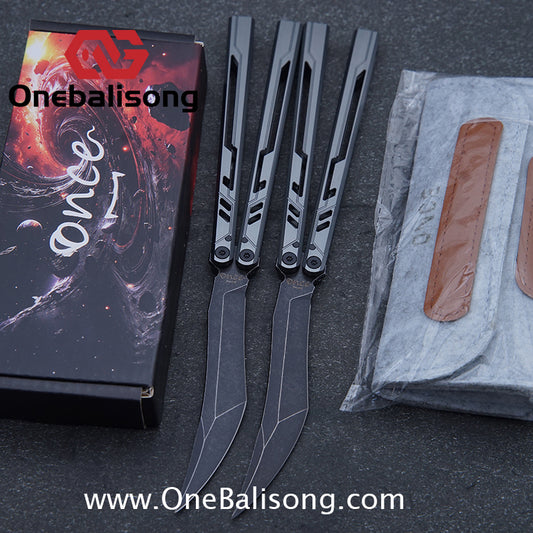 Once Alpha bone Balisong 7075 Aluminum Alloy Handle Stainless Steel Blade Bushings