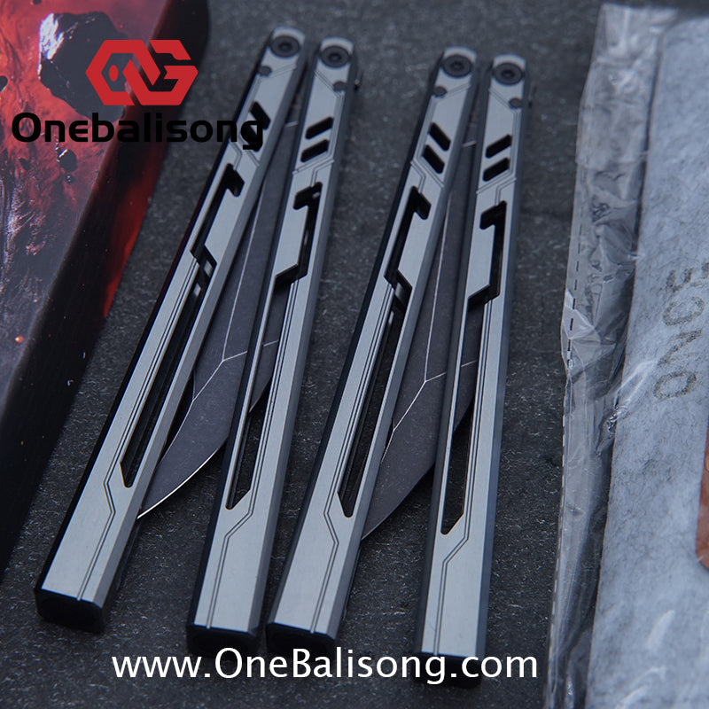 Once Alpha bone Balisong 7075 Aluminum Alloy Handle Stainless Steel Blade Bushings