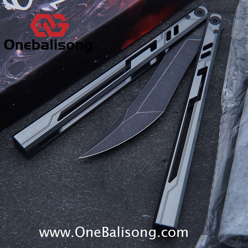 Once Alpha bone Balisong 7075 Aluminum Alloy Handle Stainless Steel Blade Bushings