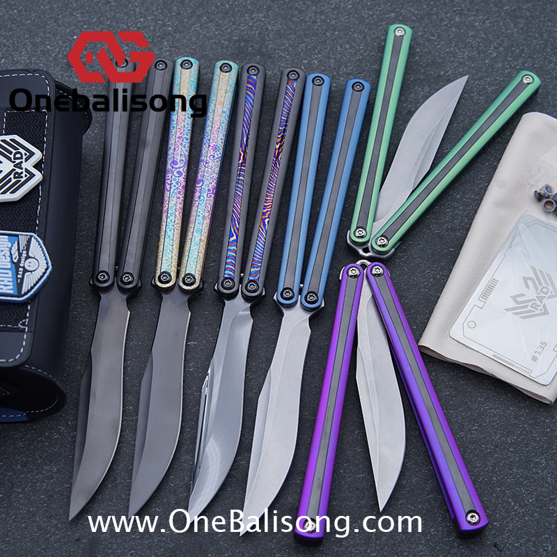 RAD Prelude Genuine Balisong Titanium-6AL-4V Handle CPM-S35VN Stainless Steel Live Blade Bushing