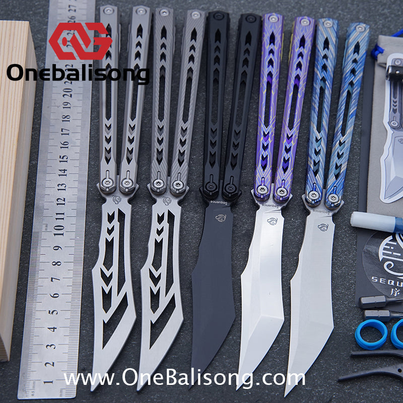 Sequence Bitter Cold Original Balisong Titanium Alloy Handle Stainless Steel Blade Bushings