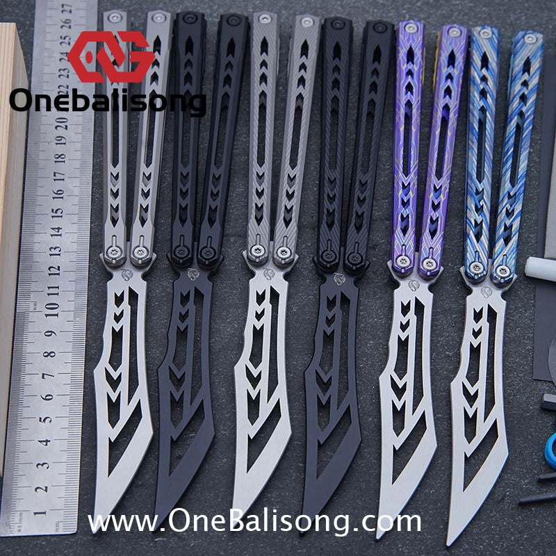 Sequence Bitter Cold Original Balisong Titanium Alloy Handle Stainless Steel Blade Bushings