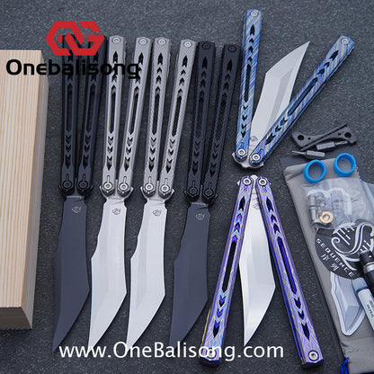 Sequence Glacier Original Balisong TC4 Titanium Alloy Handle 440c Stainless Steel Blade Bushings