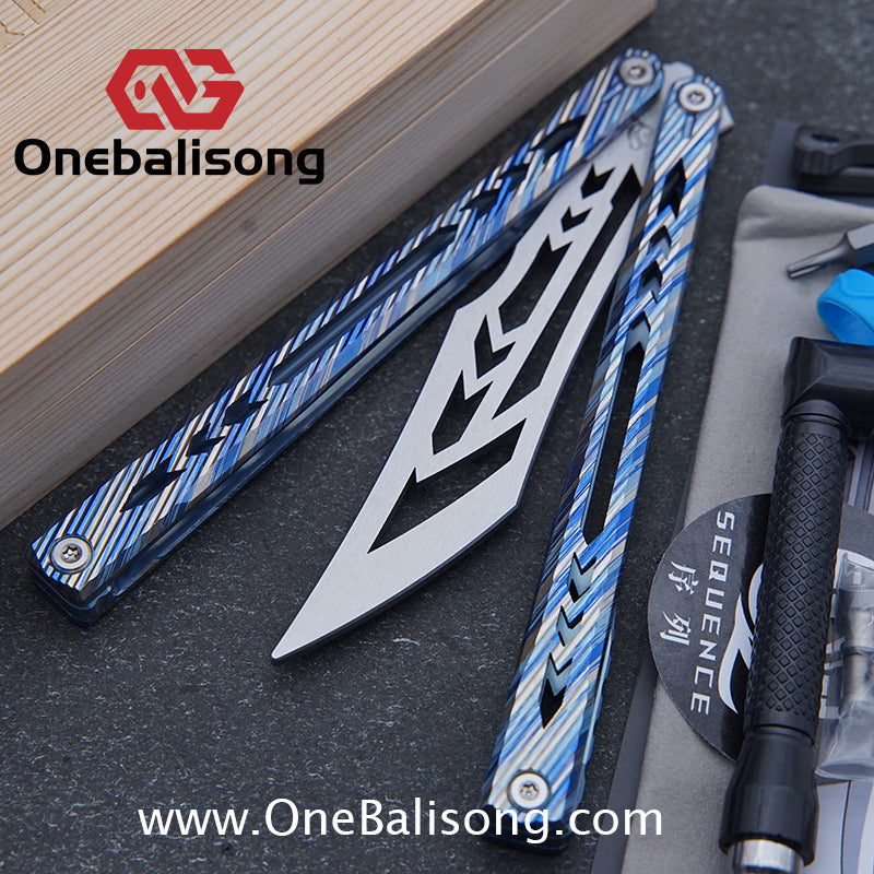 Sequence Bitter Cold Original Balisong Titanium Alloy Handle Stainless Steel Blade Bushings