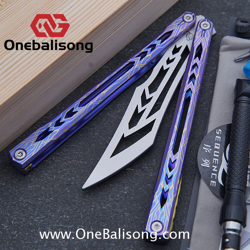 Sequence Bitter Cold Original Balisong Titanium Alloy Handle Stainless Steel Blade Bushings