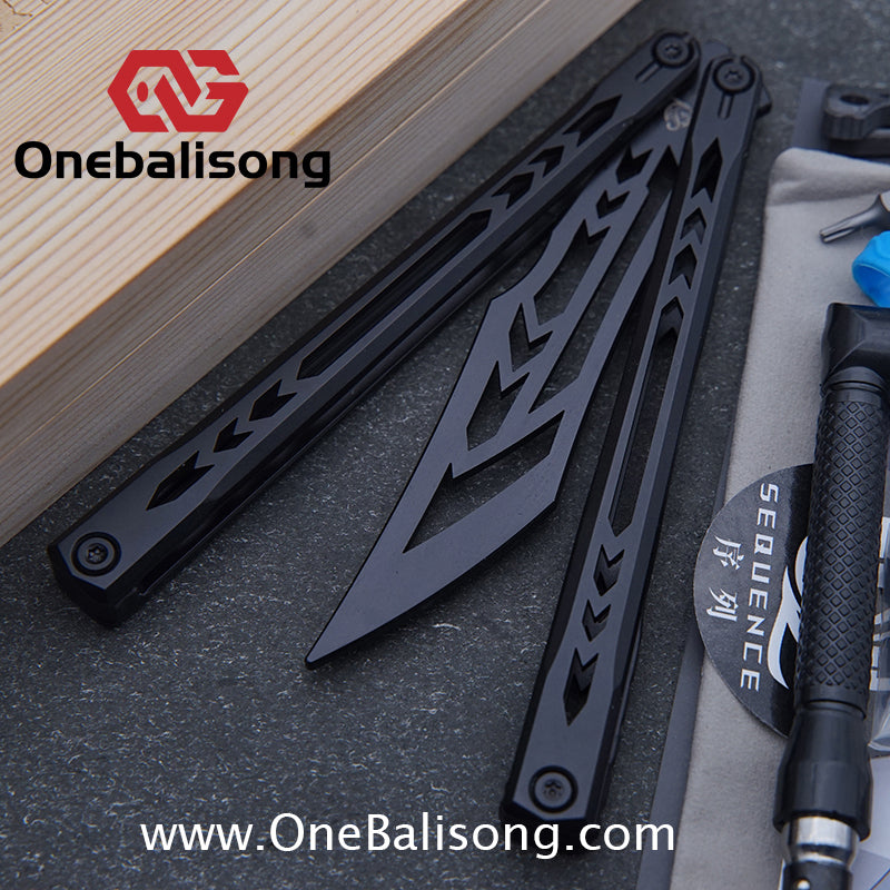 Sequence Bitter Cold Original Balisong Titanium Alloy Handle Stainless Steel Blade Bushings