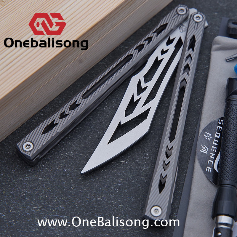 Sequence Bitter Cold Original Balisong Titanium Alloy Handle Stainless Steel Blade Bushings