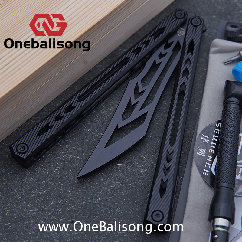 Sequence Bitter Cold Original Balisong Titanium Alloy Handle Stainless Steel Blade Bushings