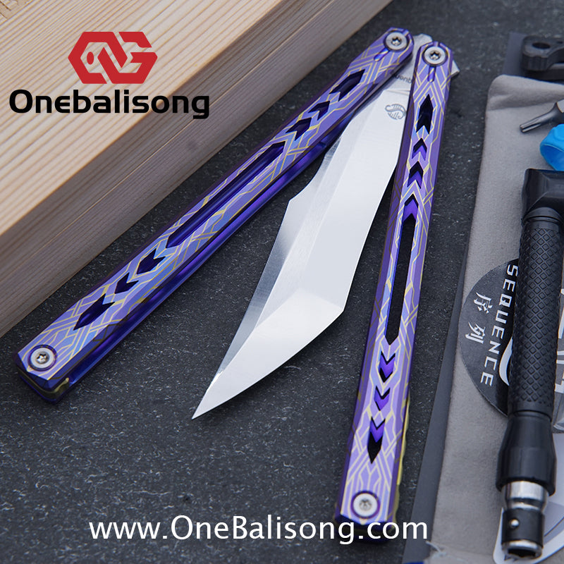 Sequence Bitter Cold Original Balisong Titanium Alloy Handle Stainless Steel Blade Bushings
