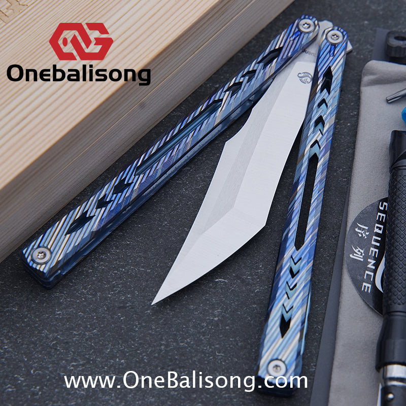 Sequence Bitter Cold Original Balisong Titanium Alloy Handle Stainless Steel Blade Bushings