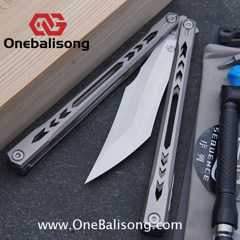 Sequence Bitter Cold Original Balisong Titanium Alloy Handle Stainless Steel Blade Bushings