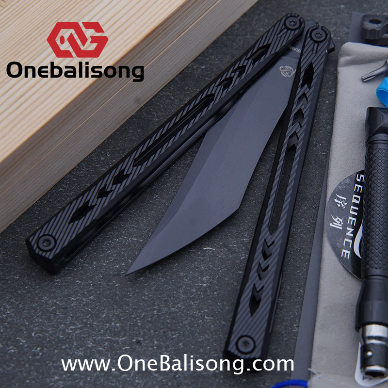 Sequence Bitter Cold Original Balisong Titanium Alloy Handle Stainless Steel Blade Bushings