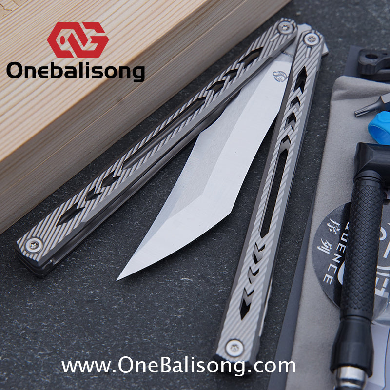 Sequence Bitter Cold Original Balisong Titanium Alloy Handle Stainless Steel Blade Bushings
