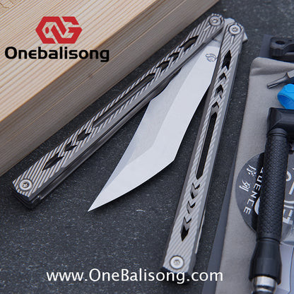 Sequence Glacier Original Balisong TC4 Titanium Alloy Handle 440c Stainless Steel Blade Bushings