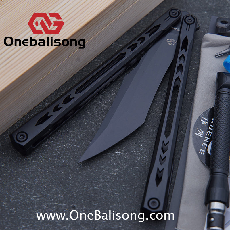 Sequence Bitter Cold Original Balisong Titanium Alloy Handle Stainless Steel Blade Bushings
