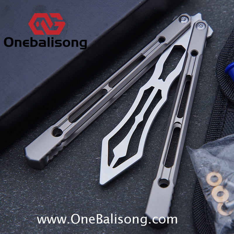 THEONE Reaper/Blackbird Balisong Clone TC4 Titanium Alloy Handle Stainless Steel Blade One-piece structure Bushing
