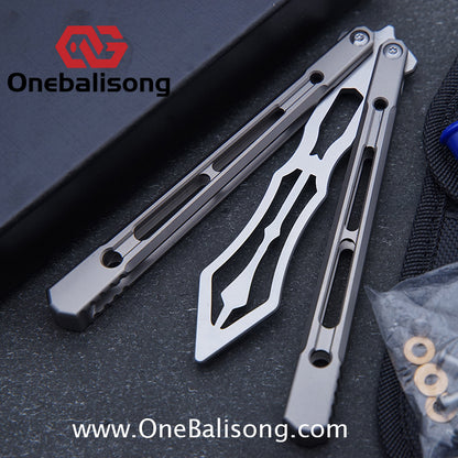 THEONE Reaper/Blackbird Balisong Clone TC4 Titanium Alloy Handle Stainless Steel Blade One-piece structure Bushing