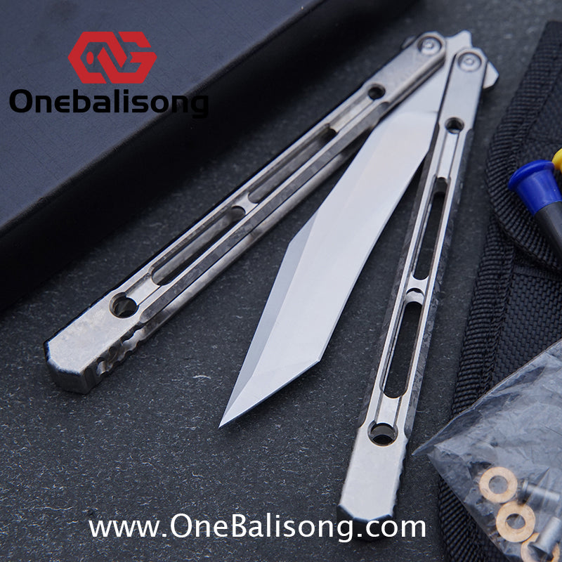 THEONE Reaper/Blackbird Balisong Clone TC4 Titanium Alloy Handle Stainless Steel Blade One-piece structure Bushing