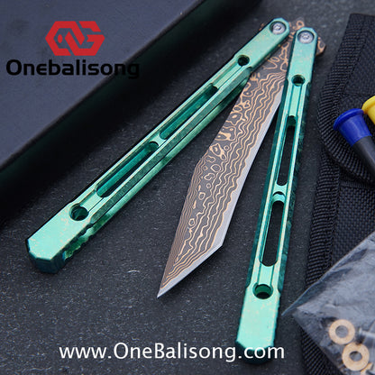 THEONE Reaper/Blackbird Balisong Clone TC4 Titanium Alloy Handle Stainless Steel Blade One-piece structure Bushing
