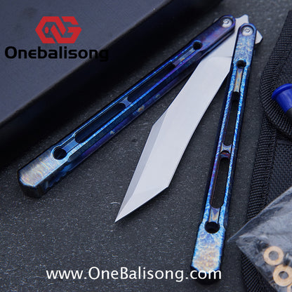 THEONE Reaper/Blackbird Balisong Clone TC4 Titanium Alloy Handle Stainless Steel Blade One-piece structure Bushing