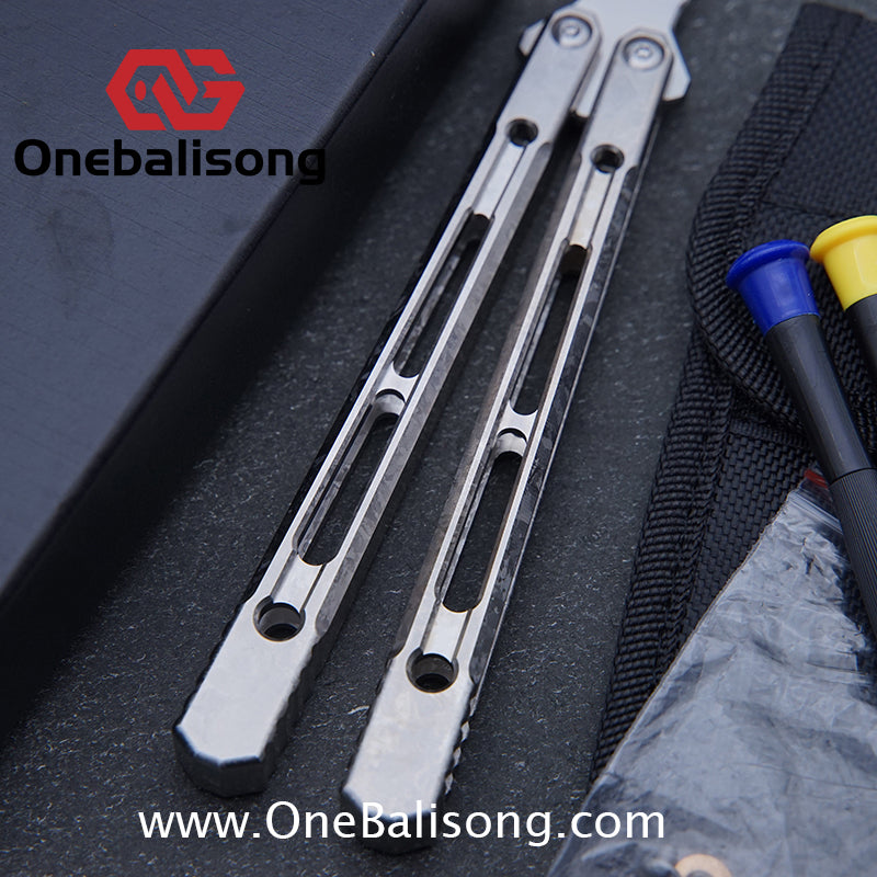 THEONE Reaper/Blackbird Balisong Clone TC4 Titanium Alloy Handle Stainless Steel Blade One-piece structure Bushing