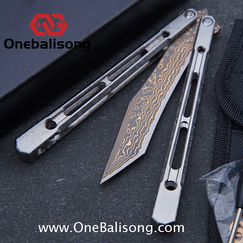 THEONE Reaper/Blackbird Balisong Clone TC4 Titanium Alloy Handle Stainless Steel Blade One-piece structure Bushing