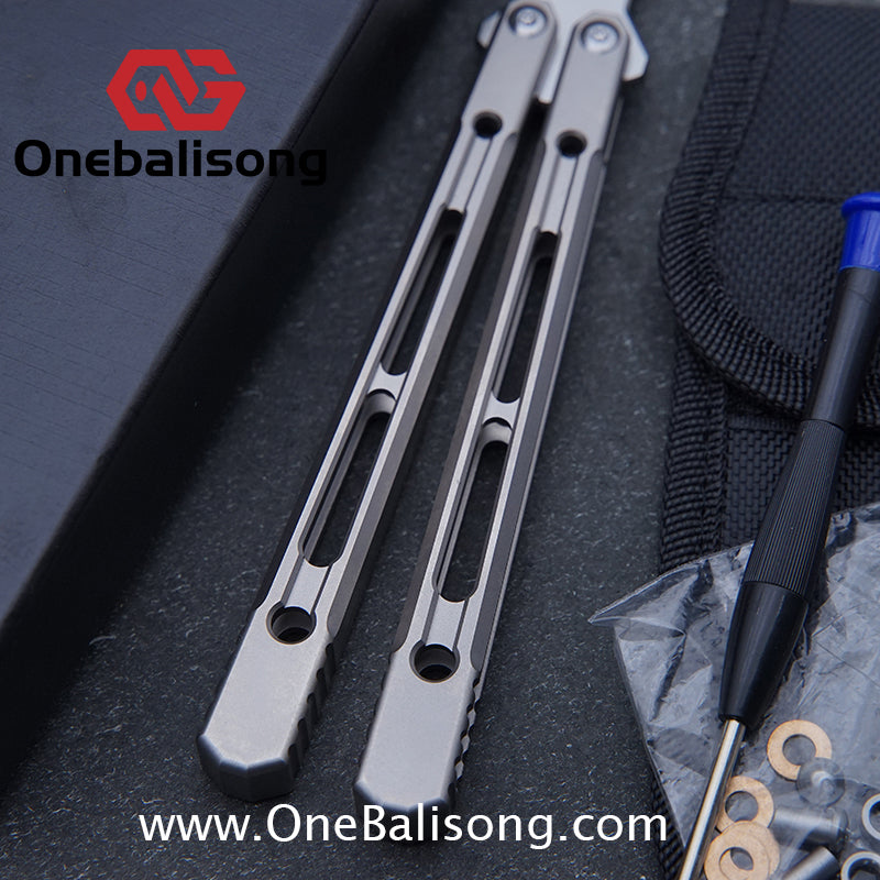 THEONE Reaper/Blackbird Balisong Clone TC4 Titanium Alloy Handle Stainless Steel Blade One-piece structure Bushing