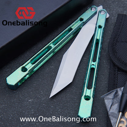 THEONE Reaper/Blackbird Balisong Clone TC4 Titanium Alloy Handle Stainless Steel Blade One-piece structure Bushing