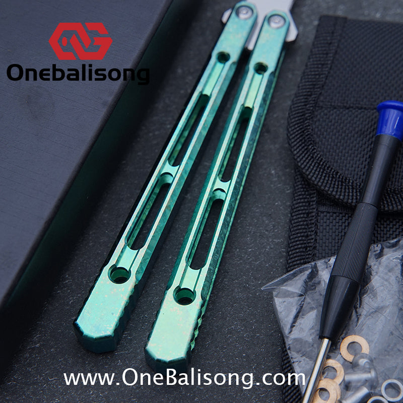 THEONE Reaper/Blackbird Balisong Clone TC4 Titanium Alloy Handle Stainless Steel Blade One-piece structure Bushing